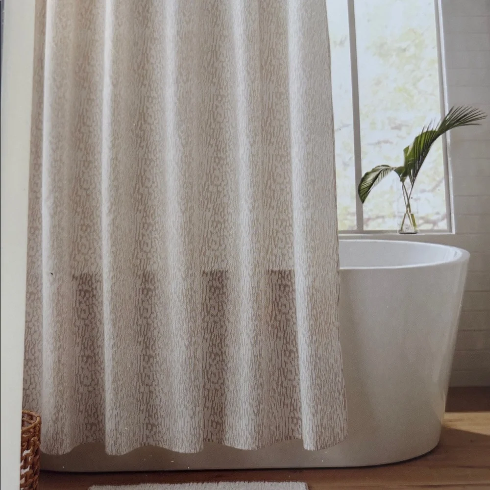 Threshold Neutral Textured Shower Curtain in Beige and Cream